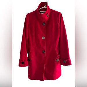 Vintage Kristen Blake Women's Red Wool Coat Size Small EUC Holiday Christmas